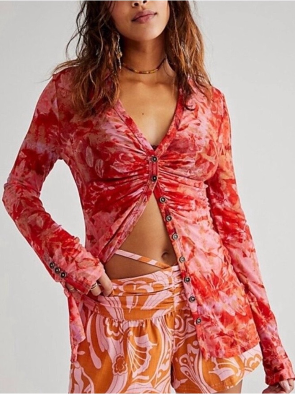 Free People Lucky Shirtee In Pink Rose